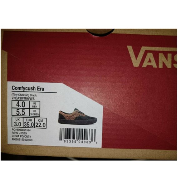 Vans Comfycush Era Tiny Cheetah Black Suede Shoes Mens 4/Women's 5.5 VN0A3WM9VWS - Picture 2 of 12